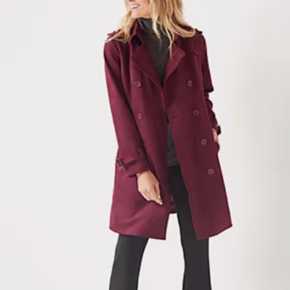 Faux Suede Trench Coat, Vino, 14, Louis Dell'Olio